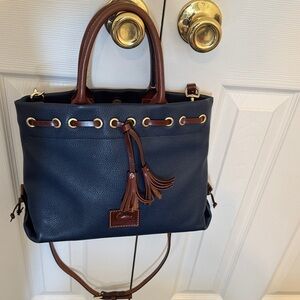Dooney & Bourke Navy and Brown Satchel
